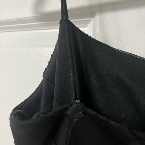 Y2K Onyx Nite Maxi Dress Womens Prom Black Strappy Long 90s Cowl Neck Whimsigoth - Picture 6 of 14